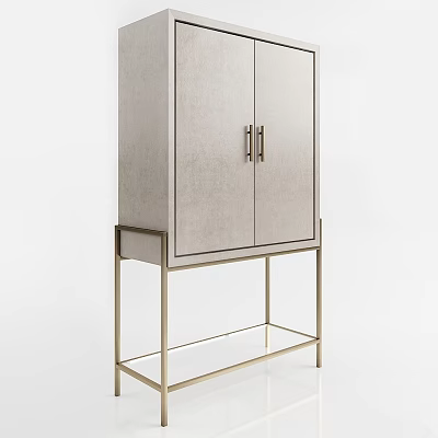 Elegant Modern Cabinet With Double Doors And Gold Metal Frame Stand 3d model