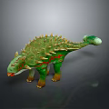 Green Ankylosaurus Like Dinosaur Model with Red Spots Yellow Spikes and White Green Tail Tip
