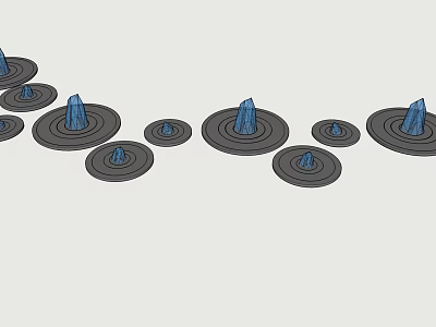 Traditional Japanese Karesansui Garden with Arranged Stones and Circular Sand Patterns 3d model