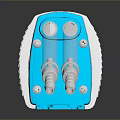 Industrial Water Pump Featuring White Housing Blue Connector And Transparent Flexible Hose