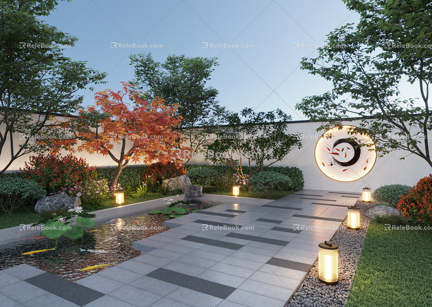 Modern courtyard courtyard landscape 3d model