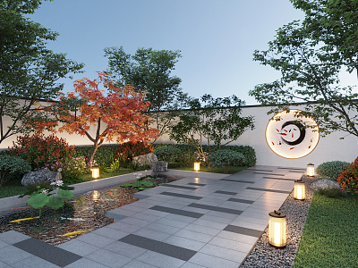 Modern courtyard landscape 3d model