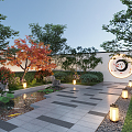 Modern courtyard courtyard landscape 3d model