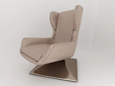 Modern Beige Single Seater Sofa With Wingback And Metal Base Design 3d model
