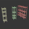 Three Metal Shelves In Different Sizes With Open Tier Design For Storage
