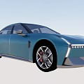 Blue Electric Car Modern Design With Sleek Body Unique Wheels And LED Headlights