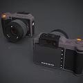 Two PHILIPSHP Digital Cameras With Modern Design Gray Black Body And Orange Buttons