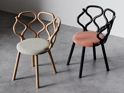 Modern Design Dining Chairs With Curved Back And Light Gray Pink Seats 3d model