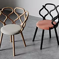 Modern Design Dining Chairs With Curved Back And Light Gray Pink Seats