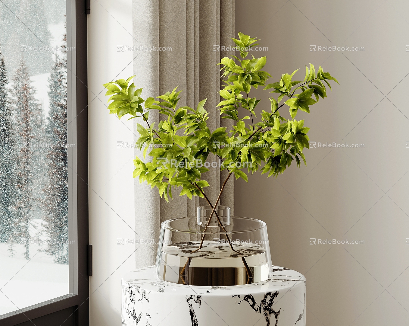 Green plant ornaments 3d model