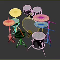 Musical Instruments Complete Drum Set With Black Shells Gold Cymbals Drumsticks And Stands For Music Enthusiasts