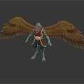 Mythical Bird Like Creature With Large Brown Wings And Humanoid Body Standing