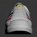 White Classic Sneakers Featuring Shell Toe Design Red Blue Stripes And White Laces 3d model