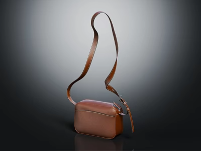 Brown Leather Crossbody Bag With Sleek Design And Adjustable Long Strap 3d model