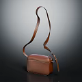 Brown Leather Crossbody Bag With Sleek Design And Adjustable Long Strap 3d model