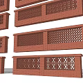 Building Exterior Wall Decorative Design With Red Brick And Lattice Patterns 3d model