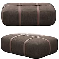 Brown Fabric Sofa Stool With Decorative Straps And Simple Design 3d model