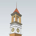 Classic Clock Tower With Red Spire Brown Structure And Decorative Windows 3d model