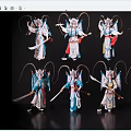 Traditional Peking Opera Woman In Colorful Costume With Intricate Headdress And Multiple Poses