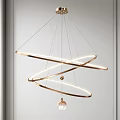 Stylish Modern Chandeliers Featuring Metallic Circular Curved LED Light Designs 3d model