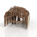 Gothic Architectural Wooden Model With Detailed Ribbed Vault And Pointed Arches