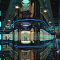 Futuristic Bar Interior With Neon Lights Mirror Surfaces And Tech Vibes
