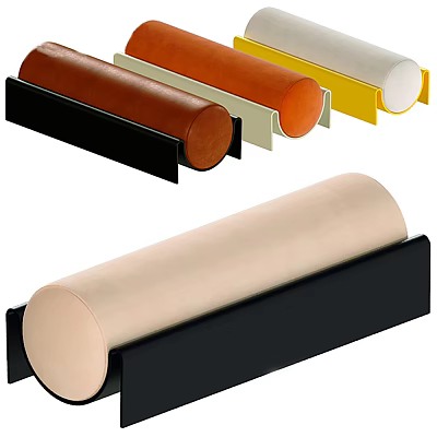 Modern Cylindrical Upholstered Stools With Various Colors And Black Bases 3d model