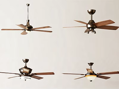 Modern Ceiling Fans with Lights in Four Different Decorative Home Interior Styles 3d model