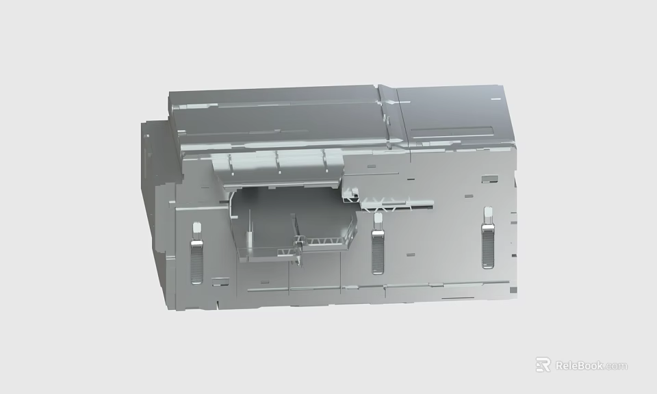 Gray Metal Industrial Component Featuring Structural Details And Mechanical Parts 3d model 