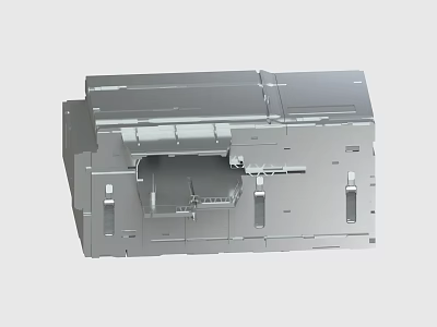 Gray Metal Industrial Component Featuring Structural Details And Mechanical Parts 3d model