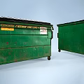 Public Facilities Green Dumpsters Covered With Colorful Urban Street Art Graffiti