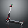 Modern Black And White Electric Scooter With Red Accents And Green Handlebar
