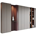 Modern Bookcase With Grey And Brown Panels Open Shelves And Decorative Items