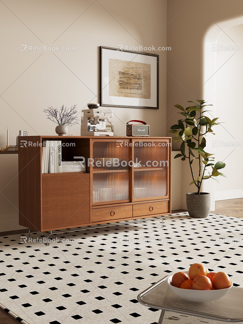 Antique Italian Minimalist Side Cabinet 3d model