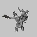Game Movie Character with Antler Like Headgear Green Glowing Strips and Muscle Texture Body