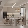 Modern Living Dining Room With Sofa Coffee Table Dining Chairs And Chandeliers