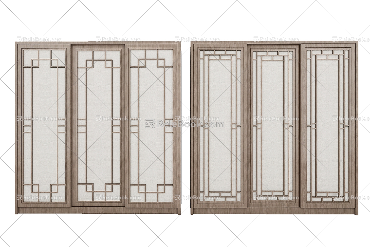 Chinese wardrobe sliding door 3d model 3d model