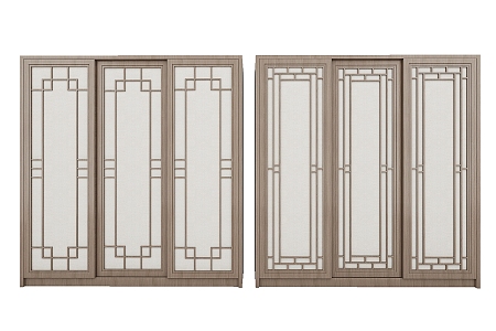 Chinese wardrobe sliding door 3d model 3d model