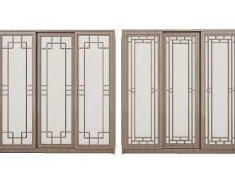 Chinese wardrobe sliding door 3d model 3d model