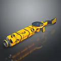 Futuristic Yellow Cylindrical Weapon With Multiple Segments Grip And Circular Top Component 3d model