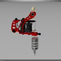 Professional Red And Black Tattoo Machine With Metal Frame And Needle Cartridge