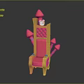 Colorful Cartoon Style Throne With Red Yellow Design Small Clock And Pink Spire Decorations