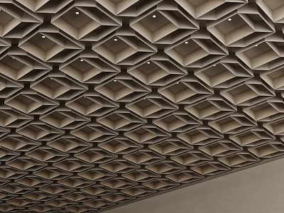 Modern Elegant Ceiling Design Featuring Geometric Diamond Pattern And Neutral Tones 3d model