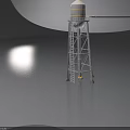 Swing Door Design For Metal Frame Water Tower With White Top And Ladder Structure