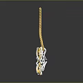 Elegant Gold Chain Necklace With Intricate Red And White Pendant Design