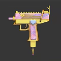 Cute Yellow And Pink Toy Gun With Heart Design And Cartoon Style