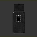 Black Guitar Amplifier With Two Section Design Control Panel And Speaker Cabinet