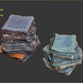 Stacked Blue and Orange Clothing Fabrics for Fashion Design Materials