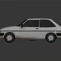White Classic Hatchback Car With Sleek Surface And Reflection In 3D Rendering