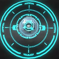 Futuristic Circular Platform With Blue Glowing Rings And Tech Interface Elements 3d model